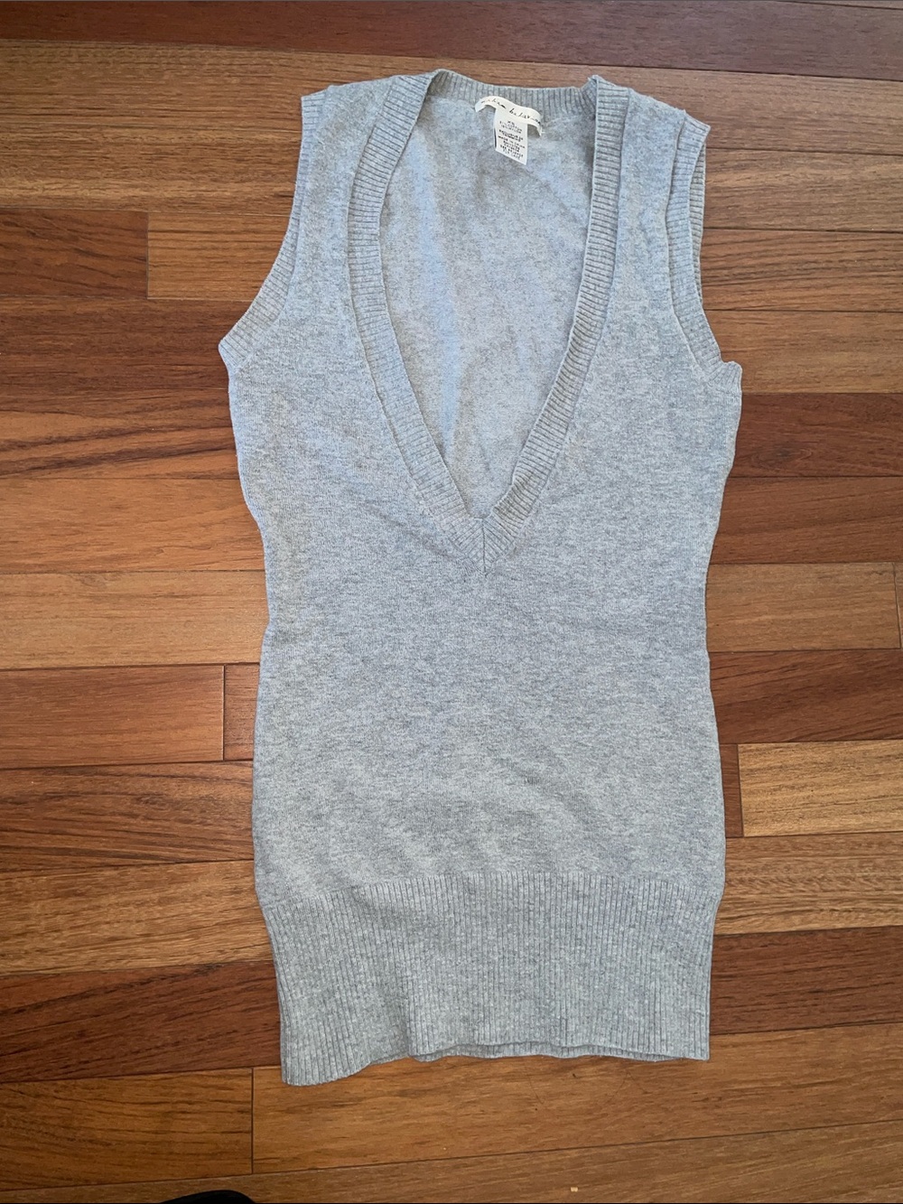 Urban Behavior Light Gray Deep V-Neck Sleeveless Knit Tank